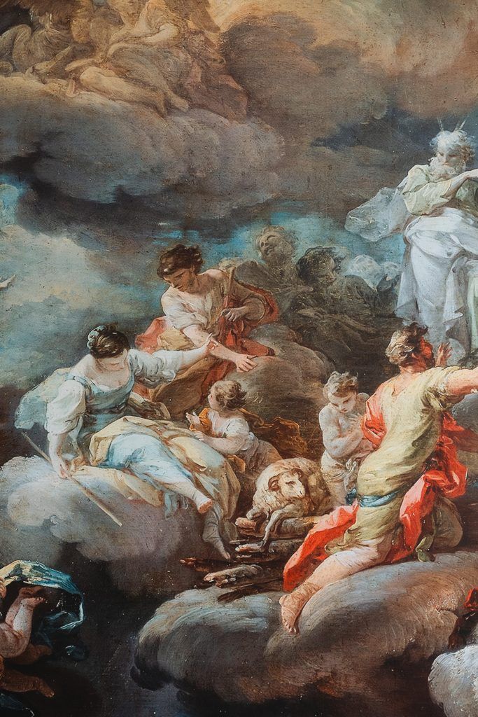 Historisches Gemälde als kunstvolles Detail einer eleganten Hochzeitslocation